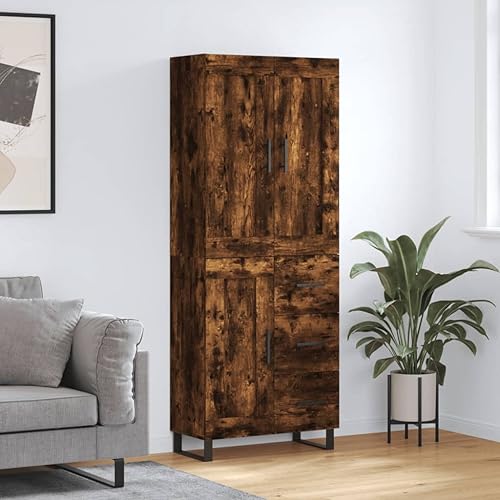 Qnhdfrt Highboard Schrank Sideboard Wohnzimmer Räuchereiche Holzwerkstoff & Metall Modernes Design mit Viel Stauraum für Wohnzimmer, Flur oder Esszimmer Qnhdfrt Highboard Schrank Sideboard Wohnzimmer Räuchereiche Holzwerkstoff & Metall Modernes Design mit Viel Stauraum für Wohnzimmer, Flur oder Esszimmer von Qnhdfrt