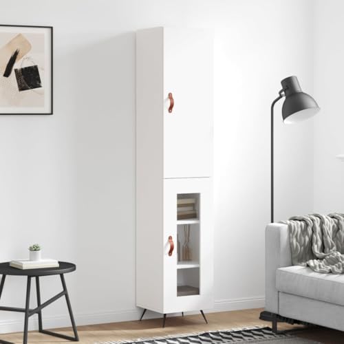 Qnhdfrt Highboard Schrank Weiß 34,5x34x180 cm aus Holzwerkstoff mit Metallfüßen und Glas - Modernes Design mit viel Stauraum für Wohnzimmer, Flur oder Esszimmer Qnhdfrt Highboard Schrank Weiß 34,5x34x180 cm aus Holzwerkstoff mit Metallfüßen und Glas - Modernes Design mit viel Stauraum für Wohnzimmer, Flur oder Esszimmer von Qnhdfrt