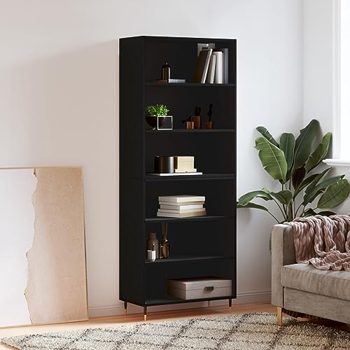 Qnhdfrt Highboard Schwarz 69,5x32,5x180 cm Holzwerkstoff mit Metallbeinen Modernes Design für Wohnzimmer Küche und Flur Qnhdfrt Highboard Schwarz 69,5x32,5x180 cm Holzwerkstoff mit Metallbeinen Modernes Design für Wohnzimmer Küche und Flur von Qnhdfrt