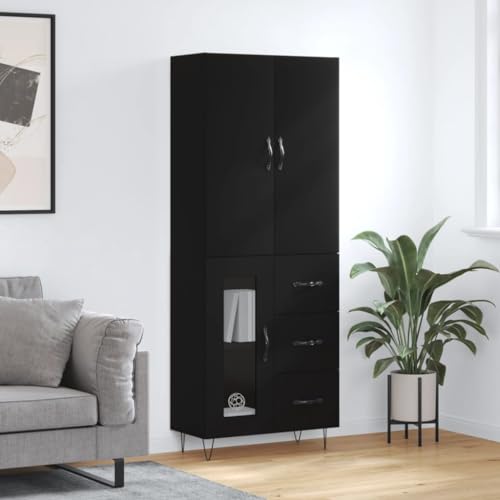 Qnhdfrt Highboard Schwarz Holzwerkstoff Sideboard Kommode 69,5x34x180 cm mit Metallfüßen für Wohnzimmer Flur Qnhdfrt Highboard Schwarz Holzwerkstoff Sideboard Kommode 69,5x34x180 cm mit Metallfüßen für Wohnzimmer Flur von Qnhdfrt