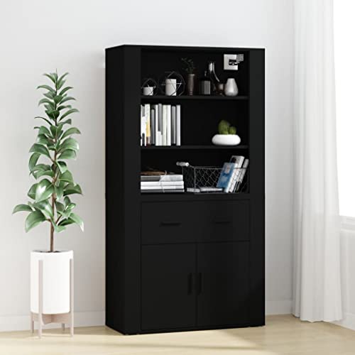 Qnhdfrt Highboard Schwarz Holzwerkstoff mit Sideboard und Aufsatz 80x33x70/80cm für Wohnzimmer Küche Flur mit viel Stauraum und Wandmontage Qnhdfrt Highboard Schwarz Holzwerkstoff mit Sideboard und Aufsatz 80x33x70/80cm für Wohnzimmer Küche Flur mit viel Stauraum und Wandmontage von Qnhdfrt