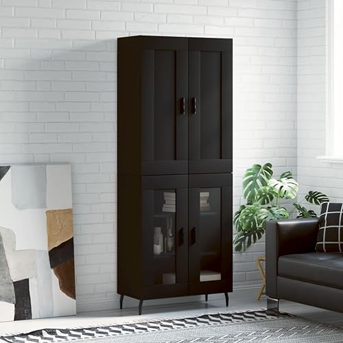 Qnhdfrt Highboard Schwarz Schrank mit Eisenbeinen 69,5x34x180 cm Holzwerkstoff und Glas Modernes Design für Wohnzimmer und Küche Qnhdfrt Highboard Schwarz Schrank mit Eisenbeinen 69,5x34x180 cm Holzwerkstoff und Glas Modernes Design für Wohnzimmer und Küche von Qnhdfrt