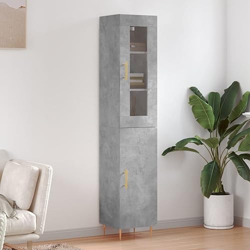 Qnhdfrt Highboard Set 2-teilig Betongrau Sideboard mit Aufsatz Schrank Holzwerkstoff 34,5x34x180 cm Schmal Modern mit Metallfüßen Großer Stauraum für Wohnzimmer Küche Flur Büro Qnhdfrt Highboard Set 2-teilig Betongrau Sideboard mit Aufsatz Schrank Holzwerkstoff 34,5x34x180 cm Schmal Modern mit Metallfüßen Großer Stauraum für Wohnzimmer Küche Flur Büro von Qnhdfrt
