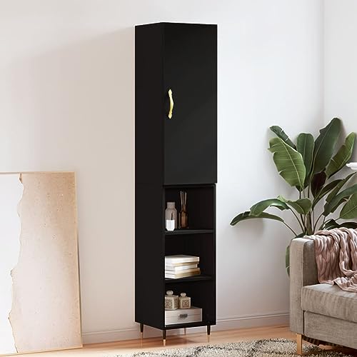 Qnhdfrt Highboard Set Schwarz Holzwerkstoff mit Metallfüßen Stauraum Schrank Sideboard Kommode 34,5x34x180 cm für Wohnzimmer Flur Qnhdfrt Highboard Set Schwarz Holzwerkstoff mit Metallfüßen Stauraum Schrank Sideboard Kommode 34,5x34x180 cm für Wohnzimmer Flur von Qnhdfrt