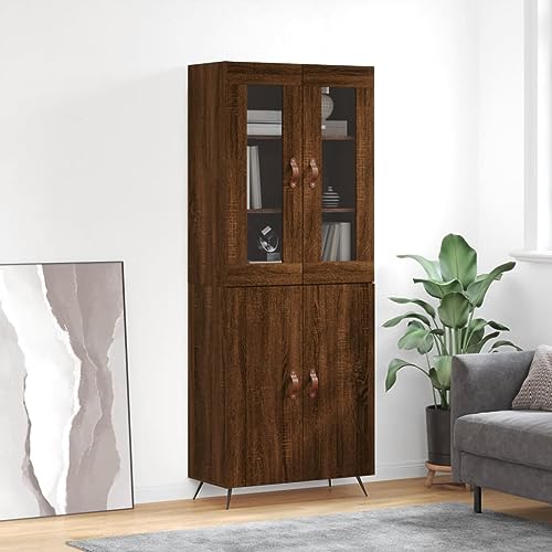 Qnhdfrt Highboard Sideboard Braun Eichen-Optik 69,5x34x180 cm mit Metallfüßen und Glas für Wohnzimmer Flur Elegantes Design mit viel Stauraum Qnhdfrt Highboard Sideboard Braun Eichen-Optik 69,5x34x180 cm mit Metallfüßen und Glas für Wohnzimmer Flur Elegantes Design mit viel Stauraum von Qnhdfrt