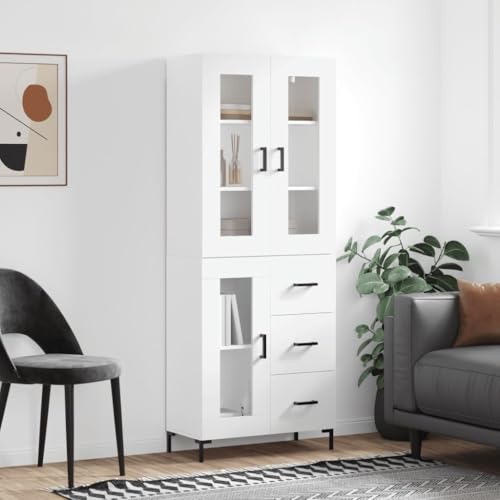 Qnhdfrt Highboard Sideboard Kommode Weiß 69,5 x 34 x 180 cm Landhausstil mit Metallfüßen für Wohnzimmer Flur Qnhdfrt Highboard Sideboard Kommode Weiß 69,5 x 34 x 180 cm Landhausstil mit Metallfüßen für Wohnzimmer Flur von Qnhdfrt