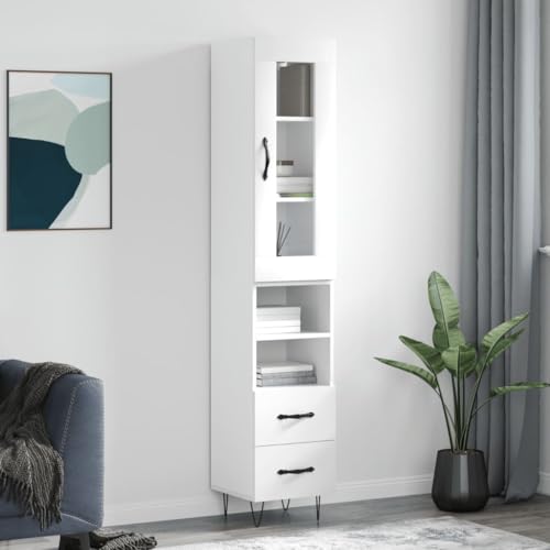 Qnhdfrt Highboard Sideboard Schmal Weiß 34,5x34x180 cm Mit Metallfüßen Landhausstil Elegantes Möbelstück Mit Viel Stauraum Für Wohnzimmer Flur Qnhdfrt Highboard Sideboard Schmal Weiß 34,5x34x180 cm Mit Metallfüßen Landhausstil Elegantes Möbelstück Mit Viel Stauraum Für Wohnzimmer Flur von Qnhdfrt