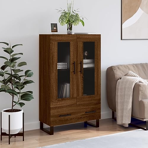 Qnhdfrt Highboard Sideboard Schrank Braun Eichen-Optik mit Metallbeinen und Glas Modernes Design Viel Stauraum für Wohnzimmer Flur Esszimmer 69,5x31x115 cm Qnhdfrt Highboard Sideboard Schrank Braun Eichen-Optik mit Metallbeinen und Glas Modernes Design Viel Stauraum für Wohnzimmer Flur Esszimmer 69,5x31x115 cm von Qnhdfrt