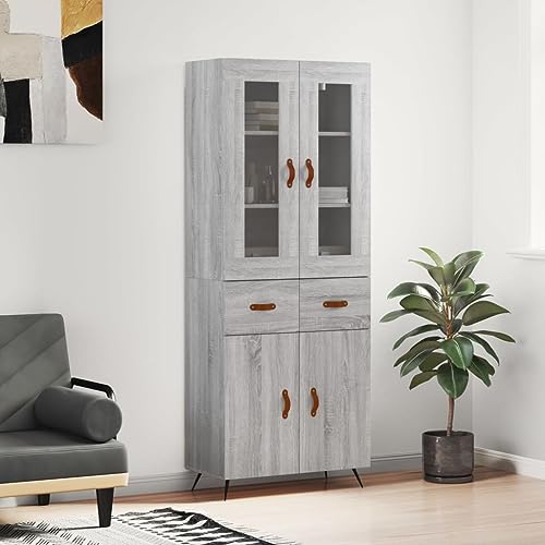 Qnhdfrt Highboard Sideboard Schrank Grau Sonoma 69,5x34x180 cm Holzwerkstoff Metall Glas mit Stauraum für Wohnzimmer Flur Qnhdfrt Highboard Sideboard Schrank Grau Sonoma 69,5x34x180 cm Holzwerkstoff Metall Glas mit Stauraum für Wohnzimmer Flur von Qnhdfrt