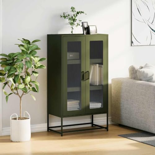 Qnhdfrt Highboard Sideboard Schrank Olivgrün 68x39x123 cm aus Stahl mit 6 Fächern und 2 Türen für Wohnzimmer Küche Flur Qnhdfrt Highboard Sideboard Schrank Olivgrün 68x39x123 cm aus Stahl mit 6 Fächern und 2 Türen für Wohnzimmer Küche Flur von Qnhdfrt