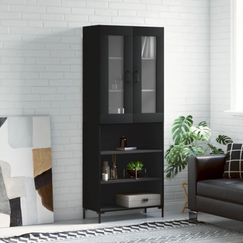 Qnhdfrt Highboard Sideboard Schrank Schwarz Holzwerkstoff Metallfüße 180 cm Höhe Modernes Design mit viel Stauraum für Wohnzimmer Flur von Qnhdfrt