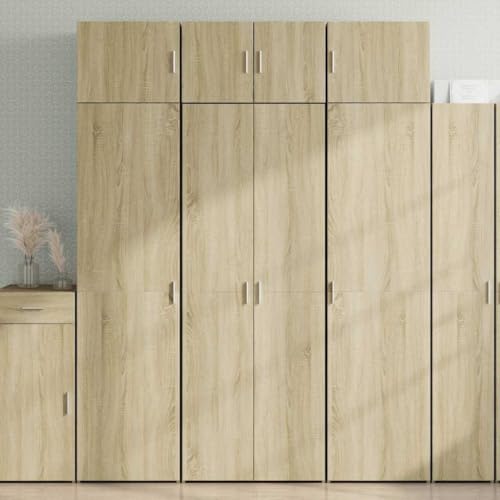 Qnhdfrt Highboard Sideboard Schrank Sonoma-Eiche Holzwerkstoff 70x42,5x185 cm mit Griffen Stauraum für Wohnzimmer Flur Schlafzimmer Garage Modernes Design von Qnhdfrt