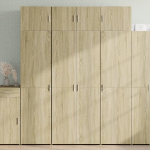 Qnhdfrt Highboard Sideboard Schrank Sonoma-Eiche Holzwerkstoff 80x42,5x185 cm mit Griffen und Stauraum Modernes Design für Wohnzimmer Schlafzimmer Flur Garage Qnhdfrt Highboard Sideboard Schrank Sonoma-Eiche Holzwerkstoff 80x42,5x185 cm mit Griffen und Stauraum Modernes Design für Wohnzimmer Schlafzimmer Flur Garage von Qnhdfrt