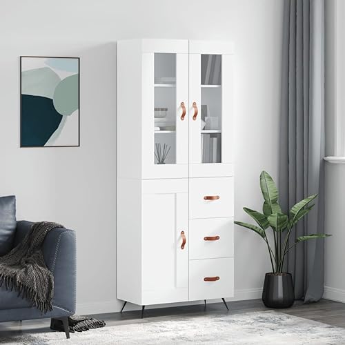 Qnhdfrt Highboard Sideboard Schrank Weiß 69,5x34x180 cm Holzwerkstoff Metall Glas mit Stauraum für Wohnzimmer Flur Küche Elegant und Stabil Qnhdfrt Highboard Sideboard Schrank Weiß 69,5x34x180 cm Holzwerkstoff Metall Glas mit Stauraum für Wohnzimmer Flur Küche Elegant und Stabil von Qnhdfrt
