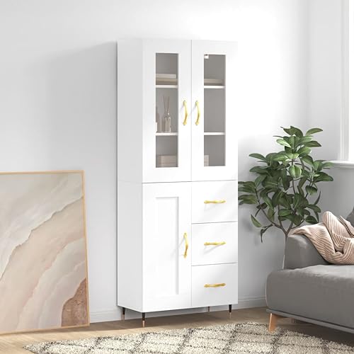 Qnhdfrt Highboard Sideboard Schrank Weiß 69,5x34x180 cm Holzwerkstoff mit Metallfüßen Elegantes Design Viel Stauraum für Wohnzimmer Flur Esszimmer Qnhdfrt Highboard Sideboard Schrank Weiß 69,5x34x180 cm Holzwerkstoff mit Metallfüßen Elegantes Design Viel Stauraum für Wohnzimmer Flur Esszimmer von Qnhdfrt