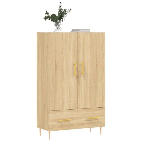 Qnhdfrt Highboard Sideboard Schrank in Sonoma-Eiche Holzwerkstoff mit Metallbeinen 69,5x31x115 cm Modernes Design Stauraum Möbel für Wohnzimmer Flur von Qnhdfrt
