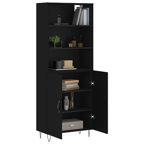 Qnhdfrt Highboard Sideboard Schwarz 69,5x34x180 cm mit viel Stauraum, Metallfüßen und Aufsatz für Wohnzimmer Qnhdfrt Highboard Sideboard Schwarz 69,5x34x180 cm mit viel Stauraum, Metallfüßen und Aufsatz für Wohnzimmer von Qnhdfrt