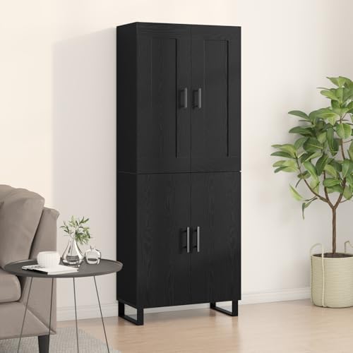 Qnhdfrt Highboard Sideboard Schwarz Eiche 69.5x34x180 cm mit 4 Türen Modernes Design Viel Stauraum für Esszimmer Wohnzimmer Qnhdfrt Highboard Sideboard Schwarz Eiche 69.5x34x180 cm mit 4 Türen Modernes Design Viel Stauraum für Esszimmer Wohnzimmer von Qnhdfrt