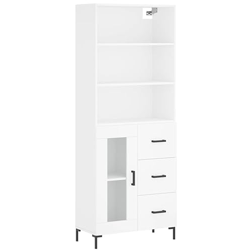 Qnhdfrt Highboard Sideboard Weiß 69,5x34x180 cm Holzwerkstoff Eisen Glas Modernes Design Stauraum für Wohnzimmer Flur Qnhdfrt Highboard Sideboard Weiß 69,5x34x180 cm Holzwerkstoff Eisen Glas Modernes Design Stauraum für Wohnzimmer Flur von Qnhdfrt