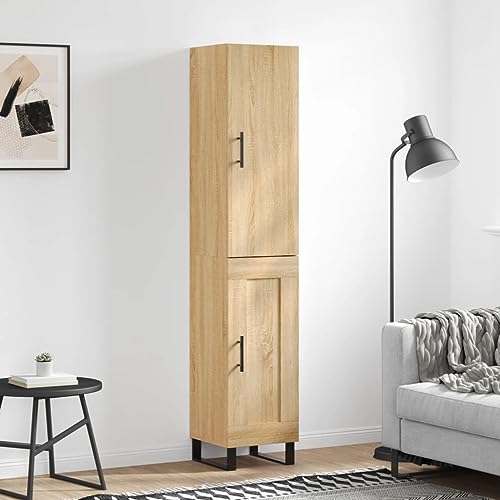 Qnhdfrt Highboard Sonoma-Eiche 180 cm, Sideboard mit Aufsatz aus Holzwerkstoff & Metallbeinen, platzsparende Küchenvitrine mit Tür & Stauraum, modernes Wohnzimmermöbel für Flur Schlafzimmer Büro von Qnhdfrt