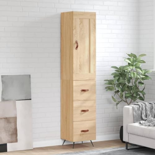 Qnhdfrt Highboard Sonoma-Eiche 34,5x34x180 cm Holzwerkstoff Modernes Design mit Metallfüßen für Wohnzimmer & Flur Qnhdfrt Highboard Sonoma-Eiche 34,5x34x180 cm Holzwerkstoff Modernes Design mit Metallfüßen für Wohnzimmer & Flur von Qnhdfrt