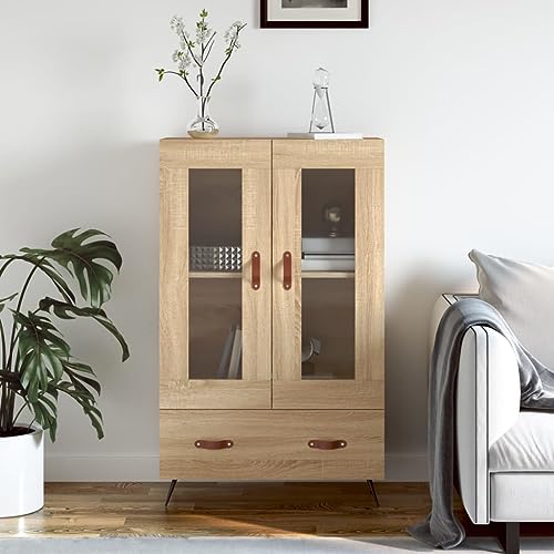 Qnhdfrt Highboard Sonoma-Eiche 69,5x31x115 cm Holzwerkstoff Modernes Design mit Metallbeinen & Glasfronten für Wohnzimmer, Küche oder Flur Qnhdfrt Highboard Sonoma-Eiche 69,5x31x115 cm Holzwerkstoff Modernes Design mit Metallbeinen & Glasfronten für Wohnzimmer, Küche oder Flur von Qnhdfrt