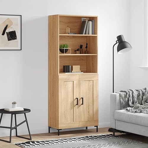 Qnhdfrt Highboard Sonoma-Eiche 69,5x34x180 cm Holzwerkstoff & Metall - Stilvoller Wohnzimmerschrank mit viel Stauraum, praktischen Türen & stabilen Metallfüßen Qnhdfrt Highboard Sonoma-Eiche 69,5x34x180 cm Holzwerkstoff & Metall - Stilvoller Wohnzimmerschrank mit viel Stauraum, praktischen Türen & stabilen Metallfüßen von Qnhdfrt
