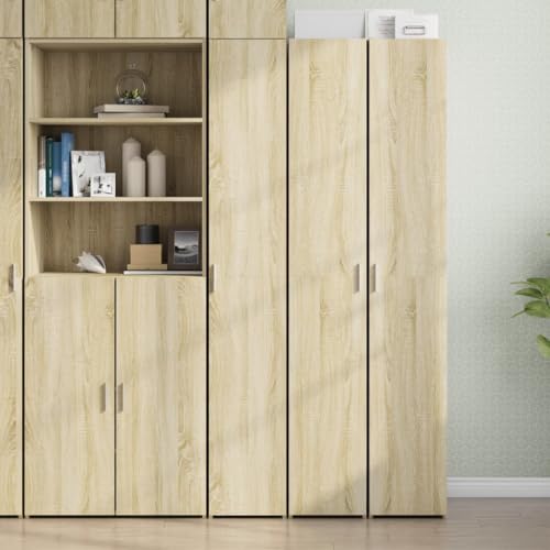 Qnhdfrt Highboard Sonoma-Eiche Holzwerkstoff Schrank 30x42,5x185 cm mit Griff und Stauraum für Wohnzimmer Schlafzimmer Flur Garage von Qnhdfrt