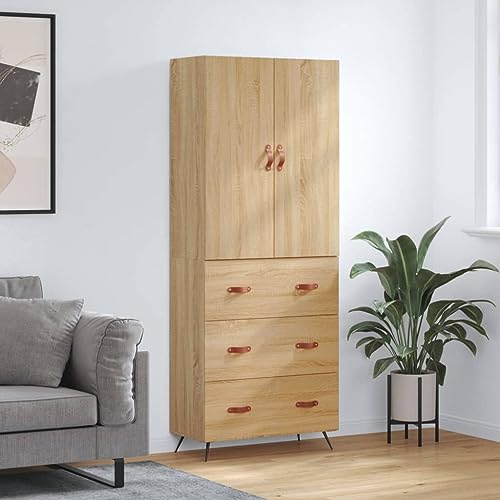 Qnhdfrt Highboard Sonoma-Eiche aus Holzwerkstoff mit Metallfüßen - Stilvoller Aufbewahrungsschrank für Wohnzimmer, Flur & Küche Qnhdfrt Highboard Sonoma-Eiche aus Holzwerkstoff mit Metallfüßen - Stilvoller Aufbewahrungsschrank für Wohnzimmer, Flur & Küche von Qnhdfrt