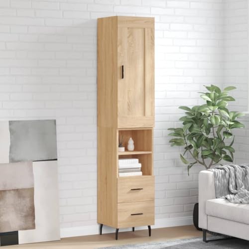 Qnhdfrt Highboard Sonoma-Eiche aus Holzwerkstoff & Metall mit praktischem Stauraum, Elegantes Design für Wohnzimmer, Flur oder Küche von Qnhdfrt