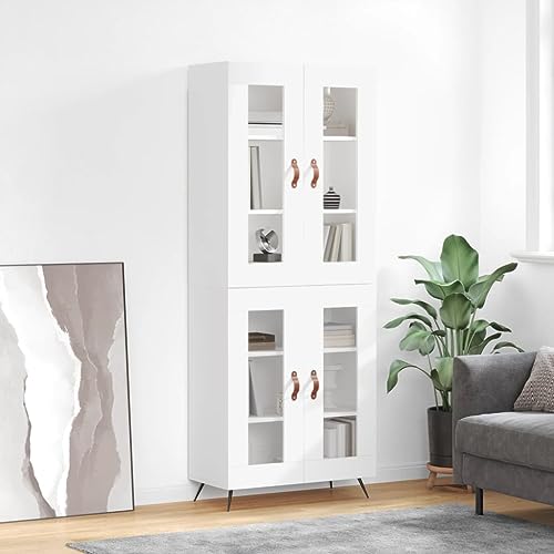 Qnhdfrt Highboard Weiß 69,5x34x180 cm Holzwerkstoff mit Metallfüßen und Glas für Wohnzimmer Küche Flur Stauraum Lösung Qnhdfrt Highboard Weiß 69,5x34x180 cm Holzwerkstoff mit Metallfüßen und Glas für Wohnzimmer Küche Flur Stauraum Lösung von Qnhdfrt