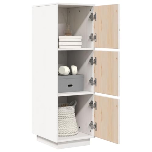 Qnhdfrt Highboard Weiß Massivholz Kiefer 34x40x108,5 cm Schrank mit 3 Türen für Wohnzimmer Schlafzimmer Büro Qnhdfrt Highboard Weiß Massivholz Kiefer 34x40x108,5 cm Schrank mit 3 Türen für Wohnzimmer Schlafzimmer Büro von Qnhdfrt