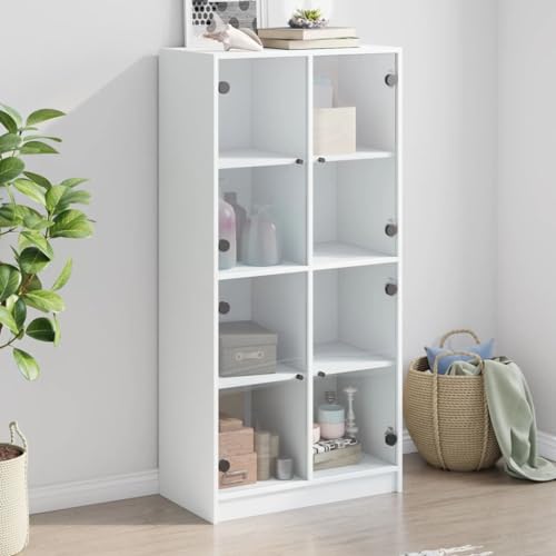 Qnhdfrt Highboard Weiß mit Türen 68x37x142 cm Holzwerkstoff Aufbewahrungsschrank für Bücher und Deko mit Stauraum Qnhdfrt Highboard Weiß mit Türen 68x37x142 cm Holzwerkstoff Aufbewahrungsschrank für Bücher und Deko mit Stauraum von Qnhdfrt