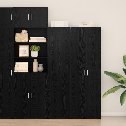 Qnhdfrt Highboard in Schwarzer Eiche Matt 45x42.5x185 cm Holzwerkstoff mit Verstellbaren Regalen und 2 Türen für Esszimmer Wohnzimmer oder Flur Qnhdfrt Highboard in Schwarzer Eiche Matt 45x42.5x185 cm Holzwerkstoff mit Verstellbaren Regalen und 2 Türen für Esszimmer Wohnzimmer oder Flur von Qnhdfrt