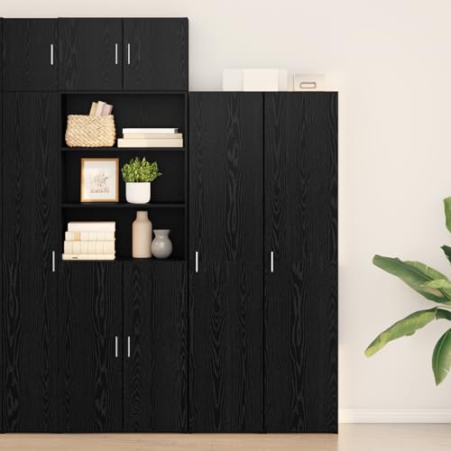 Qnhdfrt Highboard in schwarzer Eiche aus Spanplatte 40x42.5x185 cm mit 2 Türen Modernes Design Mattes Finish für Wohnzimmer Esszimmer Praktischer Aufbewahrungsschrank Qnhdfrt Highboard in schwarzer Eiche aus Spanplatte 40x42.5x185 cm mit 2 Türen Modernes Design Mattes Finish für Wohnzimmer Esszimmer Praktischer Aufbewahrungsschrank von Qnhdfrt