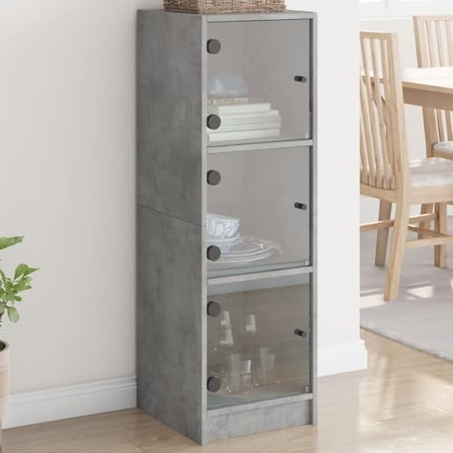 Qnhdfrt Highboard mit Glastüren Betongrau 35x37x109 cm - Moderner Schrank für Wohnzimmer & Küche mit viel Stauraum Qnhdfrt Highboard mit Glastüren Betongrau 35x37x109 cm - Moderner Schrank für Wohnzimmer & Küche mit viel Stauraum von Qnhdfrt