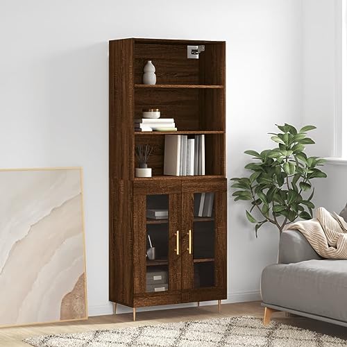 Qnhdfrt Highboard mit Sideboard Braun Eichen-Optik 69,5x34x180 cm Holzwerkstoff Metall Glas für Wohnzimmer Stauraum Elegant Qnhdfrt Highboard mit Sideboard Braun Eichen-Optik 69,5x34x180 cm Holzwerkstoff Metall Glas für Wohnzimmer Stauraum Elegant von Qnhdfrt