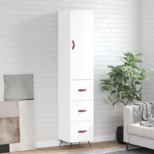 Qnhdfrt Highboard mit Sideboard Hochglanz-Weiß 34,5x34x180 cm Holzwerkstoff und Metall für Wohnzimmer Flur Elegantes Design mit Viel Stauraum und Praktischer Tür Qnhdfrt Highboard mit Sideboard Hochglanz-Weiß 34,5x34x180 cm Holzwerkstoff und Metall für Wohnzimmer Flur Elegantes Design mit Viel Stauraum und Praktischer Tür von Qnhdfrt