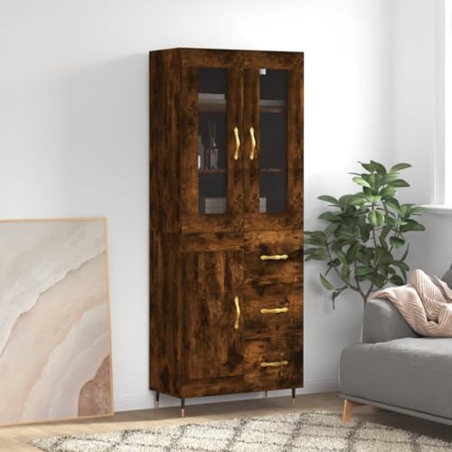 Qnhdfrt Highboard mit Sideboard Räuchereiche 69,5x34x180 cm Aufbewahrungsschrank für Wohnzimmer Flur Küche Holzwerkstoff Metallfüße Modernes Design Qnhdfrt Highboard mit Sideboard Räuchereiche 69,5x34x180 cm Aufbewahrungsschrank für Wohnzimmer Flur Küche Holzwerkstoff Metallfüße Modernes Design von Qnhdfrt