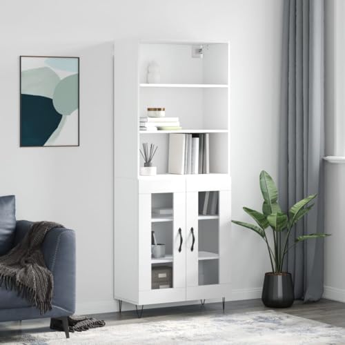 Qnhdfrt Highboard mit Sideboard Weiß 69,5x34x180 cm aus Holzwerkstoff Metall und Glas Elegantes Design Viel Stauraum für Wohnzimmer Flur oder Esszimmer Qnhdfrt Highboard mit Sideboard Weiß 69,5x34x180 cm aus Holzwerkstoff Metall und Glas Elegantes Design Viel Stauraum für Wohnzimmer Flur oder Esszimmer von Qnhdfrt