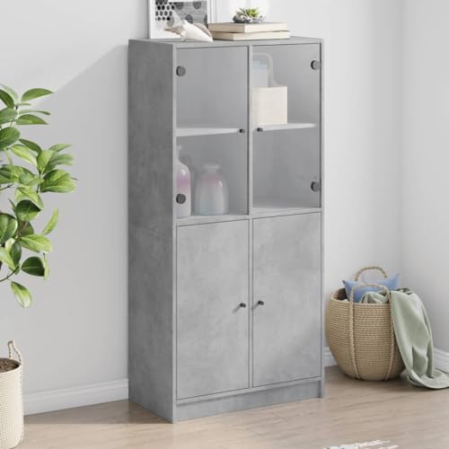 Qnhdfrt Highboard mit Türen Betongrau 68x37x142 cm Holzwerkstoff Schrank für Wohnzimmer Flur Schlafzimmer Aufbewahrungsschrank mit 8 Fächern Modernes Design Qnhdfrt Highboard mit Türen Betongrau 68x37x142 cm Holzwerkstoff Schrank für Wohnzimmer Flur Schlafzimmer Aufbewahrungsschrank mit 8 Fächern Modernes Design von Qnhdfrt