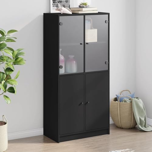 Qnhdfrt Highboard mit Türen Schwarz 68x37x142 cm Holzwerkstoff Modernes Design Aufbewahrungsschrank für Bücher Wohnzimmer Möbel Qnhdfrt Highboard mit Türen Schwarz 68x37x142 cm Holzwerkstoff Modernes Design Aufbewahrungsschrank für Bücher Wohnzimmer Möbel von Qnhdfrt
