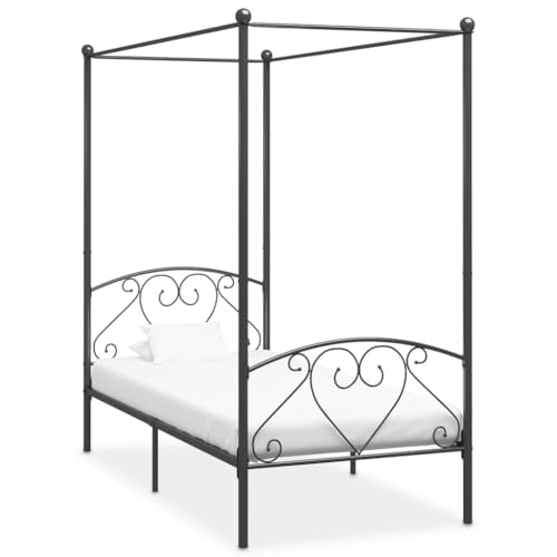 Qnhdfrt Himmelbett Gestell Grau Metall 100 x 200 cm Elegantes Design mit Oberrahmen für Vorhänge Robustes Metallbettgestell für Schlafzimmer Qnhdfrt Himmelbett Gestell Grau Metall 100 x 200 cm Elegantes Design mit Oberrahmen für Vorhänge Robustes Metallbettgestell für Schlafzimmer von Qnhdfrt