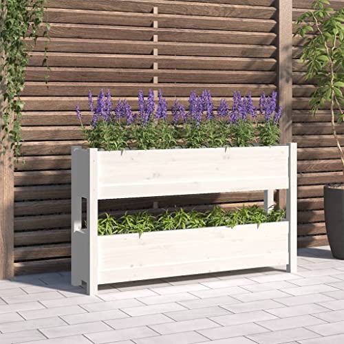 Qnhdfrt Hochbeet aus Massivholz Kiefer Weiß 112x25x66 cm Schmal Hoch Pflanzkübel für Balkon Terrasse Garten – Robustes Design mit Zwei Pflanzgefäßen Qnhdfrt Hochbeet aus Massivholz Kiefer Weiß 112x25x66 cm Schmal Hoch Pflanzkübel für Balkon Terrasse Garten – Robustes Design mit Zwei Pflanzgefäßen von Qnhdfrt