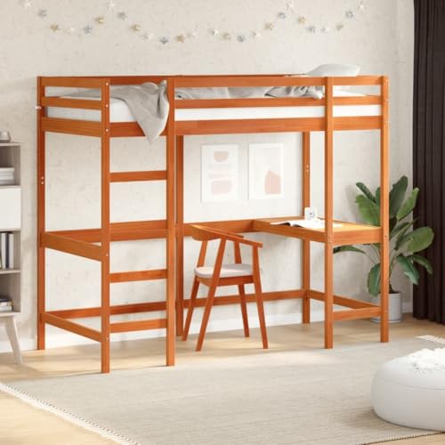 Qnhdfrt Hochbett mit Schreibtisch aus Massivholz Kiefer 100x200 cm Wachsbraun Platzsparendes Jugendbett mit Sicherheitsgitter und Arbeitsplatz für Kinderzimmer Qnhdfrt Hochbett mit Schreibtisch aus Massivholz Kiefer 100x200 cm Wachsbraun Platzsparendes Jugendbett mit Sicherheitsgitter und Arbeitsplatz für Kinderzimmer von Qnhdfrt