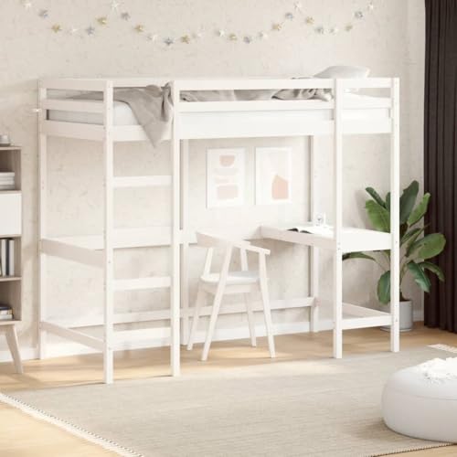 Qnhdfrt Hochbett mit Schreibtisch aus massiver Kiefer Weiß 100x200 cm Platzsparendes Jugendbett mit Sicherheitsgitter und geräumigem Arbeitsplatz für Kinderzimmer Qnhdfrt Hochbett mit Schreibtisch aus massiver Kiefer Weiß 100x200 cm Platzsparendes Jugendbett mit Sicherheitsgitter und geräumigem Arbeitsplatz für Kinderzimmer von Qnhdfrt