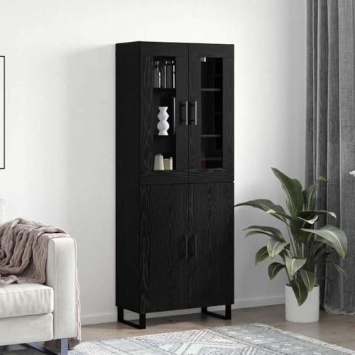 Qnhdfrt Hochboard Schwarze Eiche 69.5 x 34 x 90 cm Holzwerkstoff - Modernes Sideboard für Wohnzimmer & Esszimmer mit D-Griffen, Stauraum & Landhausstil Design Qnhdfrt Hochboard Schwarze Eiche 69.5 x 34 x 90 cm Holzwerkstoff - Modernes Sideboard für Wohnzimmer & Esszimmer mit D-Griffen, Stauraum & Landhausstil Design von Qnhdfrt