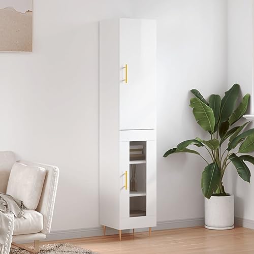 Qnhdfrt Hochglanz-Weiß Highboard Schrank 180 cm Höhe Holzwerkstoff mit Metallfüßen Stauraum Lösung für Wohnzimmer Flur Qnhdfrt Hochglanz-Weiß Highboard Schrank 180 cm Höhe Holzwerkstoff mit Metallfüßen Stauraum Lösung für Wohnzimmer Flur von Qnhdfrt