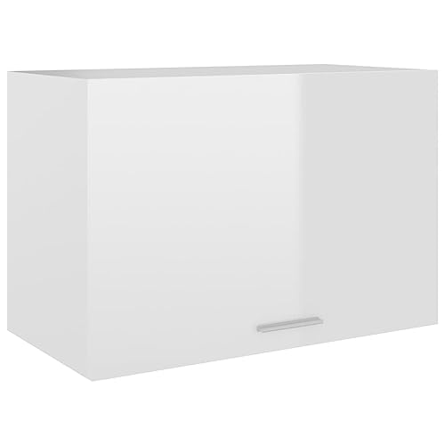 Qnhdfrt Hochglanz-Weißer Hängeschrank für Küche 60x31x40 cm aus Holzwerkstoff mit Regalboden und Klapptür Funktionaler Aufbewahrungsschrank für Ordnung von Qnhdfrt