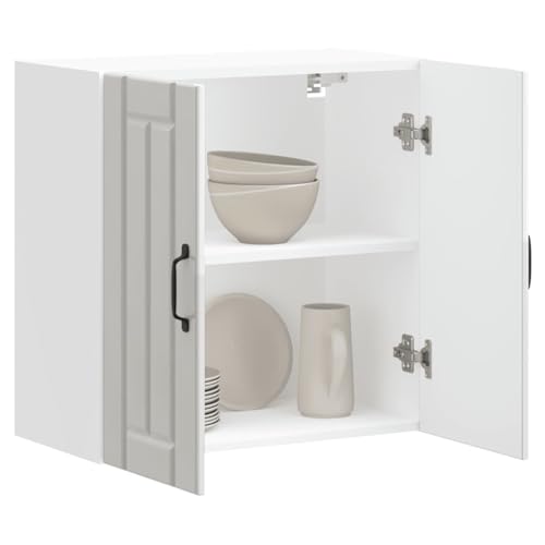 Qnhdfrt Hochglanz Weißer Küchen Hängeschrank aus Holzwerkstoff mit Glastüren 60x31x60cm Wandschrank für Lagerung und Organisation von Qnhdfrt